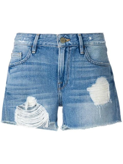 Shop Frame Distressed Shorts In Blue