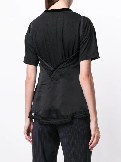 Shop Sacai Lace Insert Blouse - Black