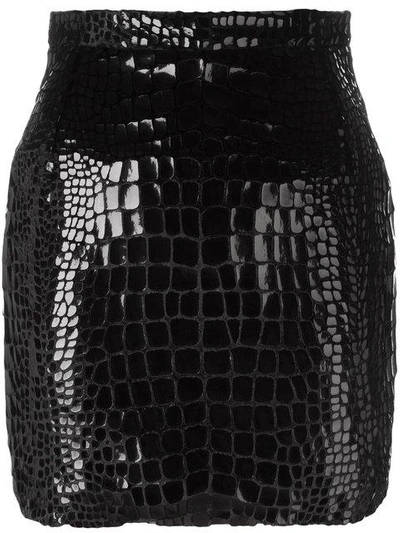 Shop Saint Laurent Scale Effect 80's Mini Skirt In Black