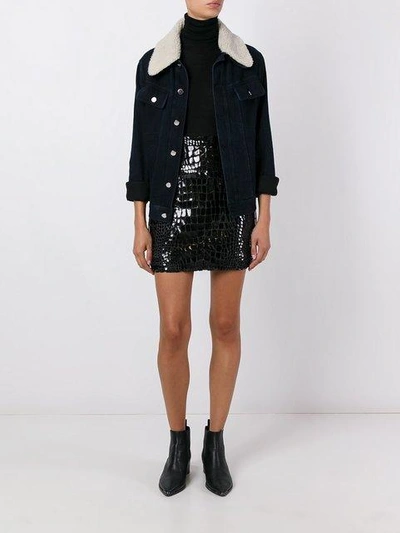 Shop Saint Laurent Scale Effect 80's Mini Skirt In Black