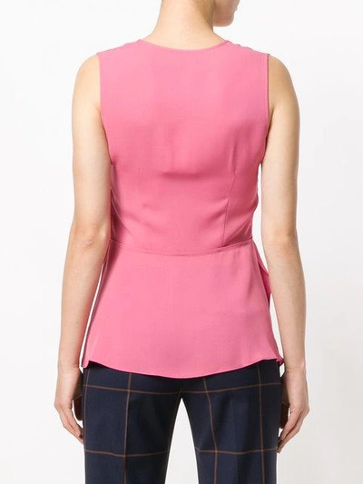 Shop Theory Flared V-neck Blouse - Pink & Purple