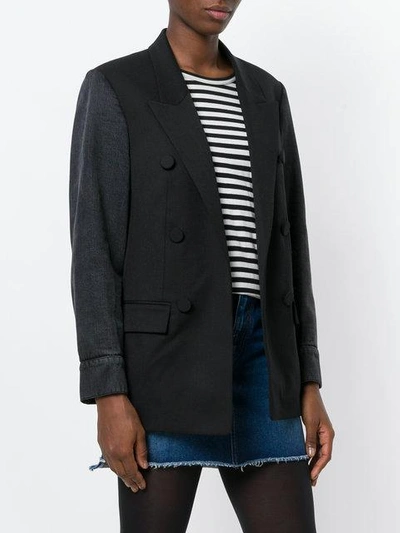 Shop Alexander Wang Blazer With Denim Sleeves - Black