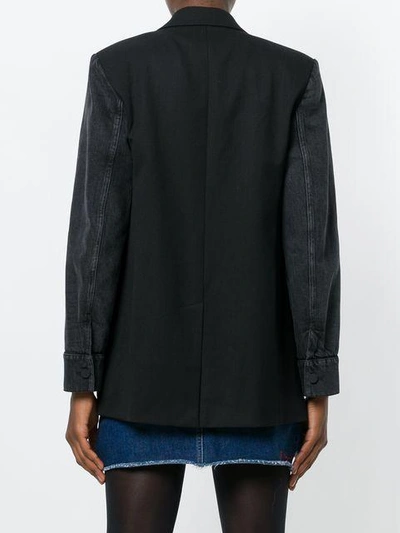 Shop Alexander Wang Blazer With Denim Sleeves - Black