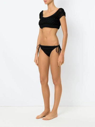 Shop Amir Slama Woven Bikini Set In Preto