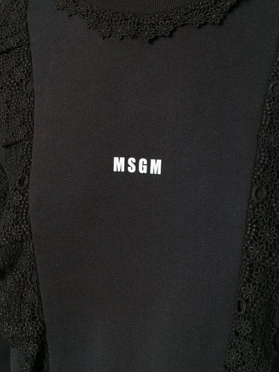Shop Msgm Lace Trim Sweatshirt - Black