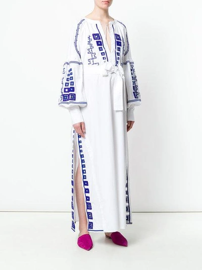 Shop Wandering Long Embroidered Dress In White