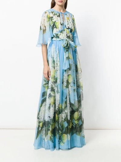 Shop Dolce & Gabbana Floral Print Maxi Dress In Blue