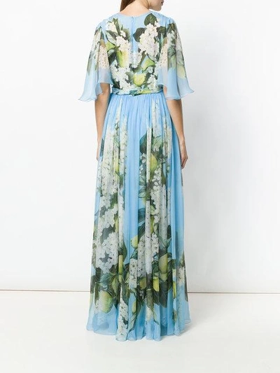 Shop Dolce & Gabbana Floral Print Maxi Dress In Blue