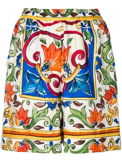 Shop Dolce & Gabbana Majolica Print Shorts