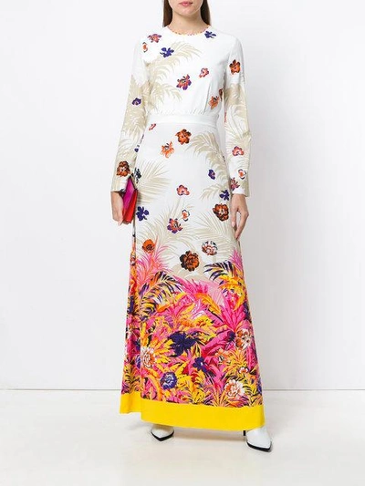 Shop Msgm Long Length Floral Print Dress