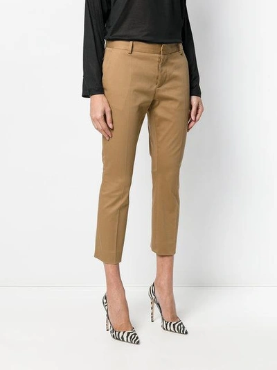 Shop Dsquared2 Cropped Tailored Trousers In Brown