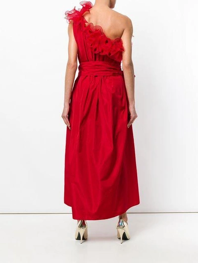 Shop Stella Mccartney Ruffle One-shoulder Dress In Red