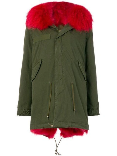 Shop Mr & Mrs Italy Trimmed Hood Midi Parka In Green