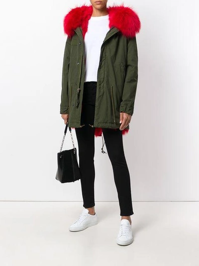 Shop Mr & Mrs Italy Trimmed Hood Midi Parka In Green