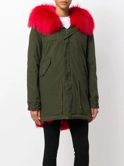 Shop Mr & Mrs Italy Trimmed Hood Midi Parka In Green