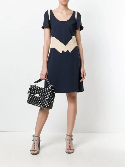 Shop Valentino Geometric Panel Dress In Blue