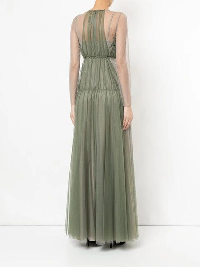 Shop Antonio Marras Gathered Tulle Dress With Embroidery In Green