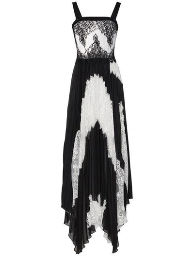 Shop Givenchy Lace Top Pleated Dress In Black
