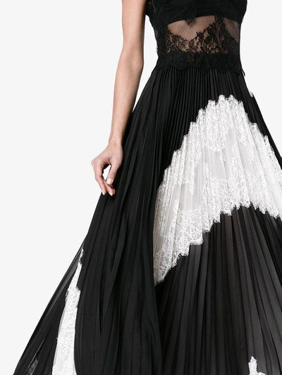Shop Givenchy Lace Top Pleated Dress In Black