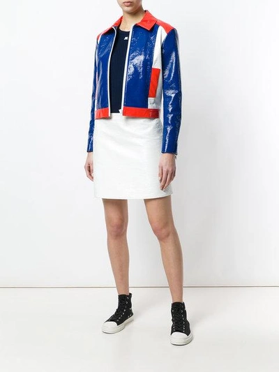 Shop Courrèges Colour Block Jacket In Blue