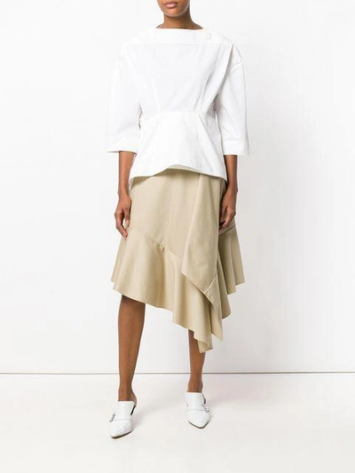 Shop Palmer Harding Palmer / Harding Asymmetric Midi Skirt - Neutrals