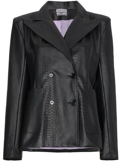 Shop Ashley Williams Double Breasted Faux Leather Blazer In Black
