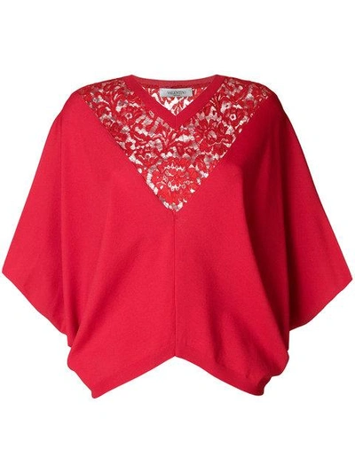 Shop Valentino Lace Neckline Top