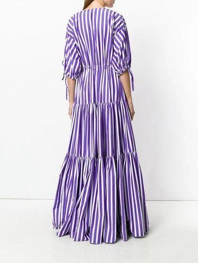 Shop Maison Rabih Kayrouz Flared Striped Dress In Purple