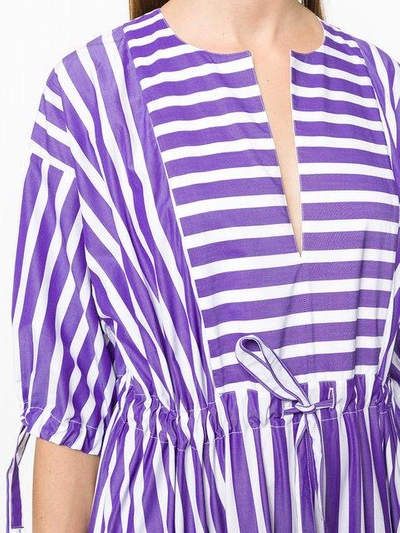 Shop Maison Rabih Kayrouz Flared Striped Dress In Purple