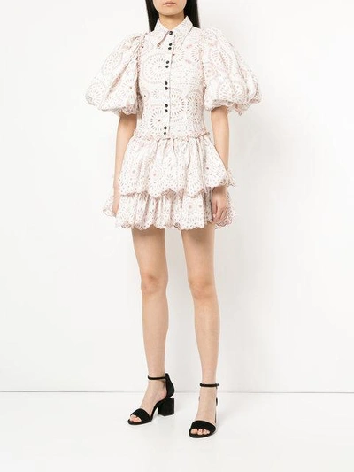 Shop Aje Embroidered Ruffled Dress