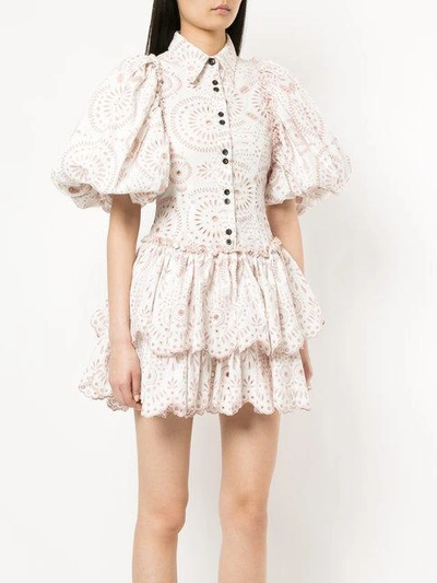 embroidered ruffled dress