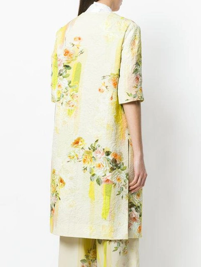 Shop Antonio Marras Shortsleeved Floral Coat In Yellow