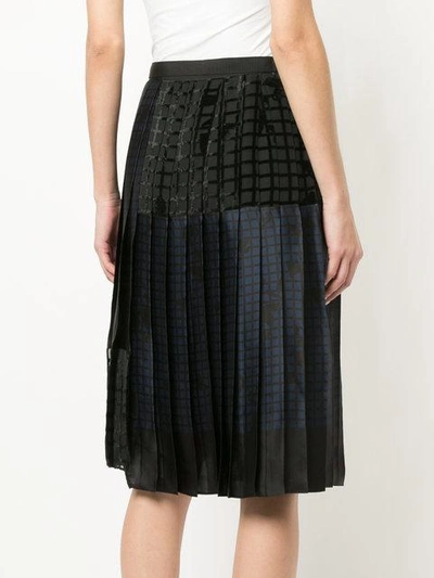 Shop Sacai Geometric Pleated Skirt In Black