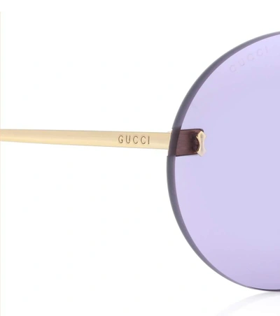 Shop Gucci Round Sunglasses In Purple