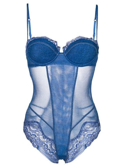 Shop La Perla Delicate Lace Bodysuit - Blue
