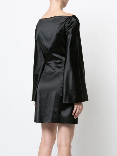 Shop Rosetta Getty Long Sleeve Satin Dress - Black