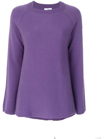 Shop Allude Ribbed Round Neck Jumper - Purple