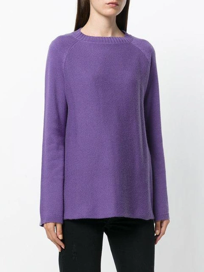 Shop Allude Ribbed Round Neck Jumper - Purple