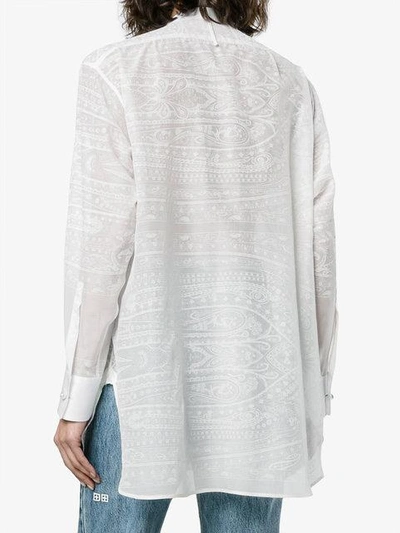 Shop Etro Silk Mirror Embellished Bib Blouse In White