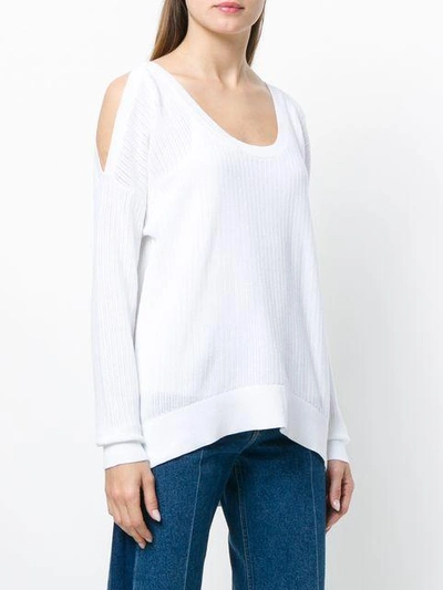 Shop Michael Kors Cold Shoulder Sweater In White