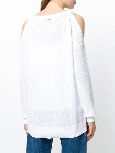 Shop Michael Kors Cold Shoulder Sweater In White