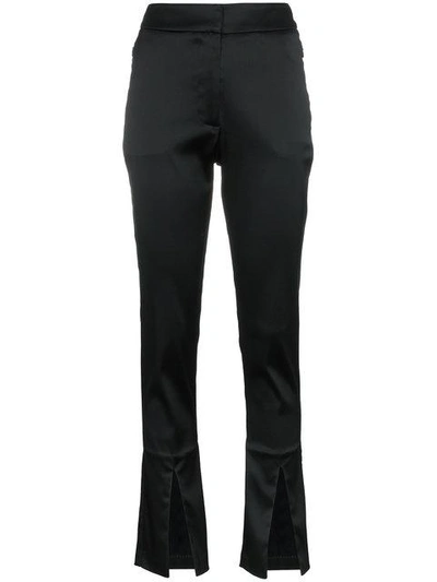 Shop Beaufille Lenea Satin Slim Leg Trousers - Black