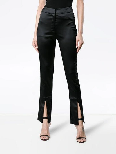 Shop Beaufille Lenea Satin Slim Leg Trousers - Black