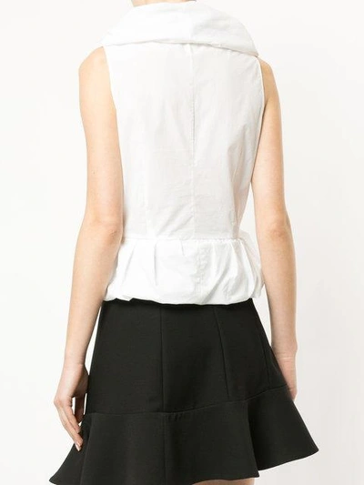 Shop Moschino Ruffled Sleeveless Blouse - White