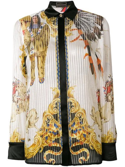 Shop Versace Native American Baroque Shirt - White
