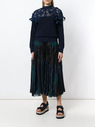 Shop Sacai Pleated Midi Skirt