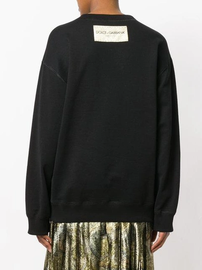 Shop Dolce & Gabbana Sequinned Logo Banner Sweatshirt - Black