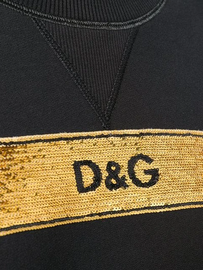 Shop Dolce & Gabbana Sequinned Logo Banner Sweatshirt - Black