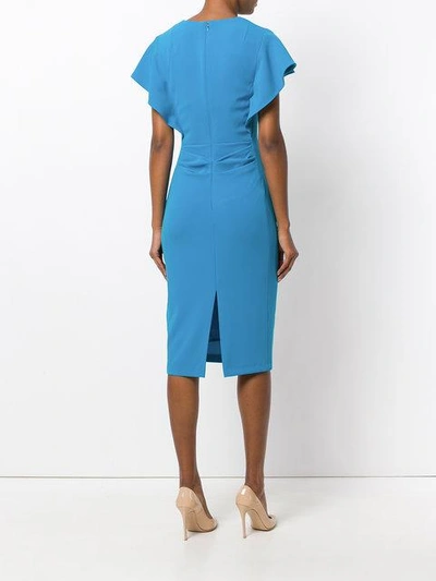 Shop Talbot Runhof Fitted Flared Sleeve Dress In Blue