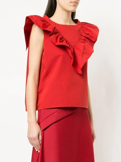 Shop Atlantique Ascoli Frill Layered Blouse In Red